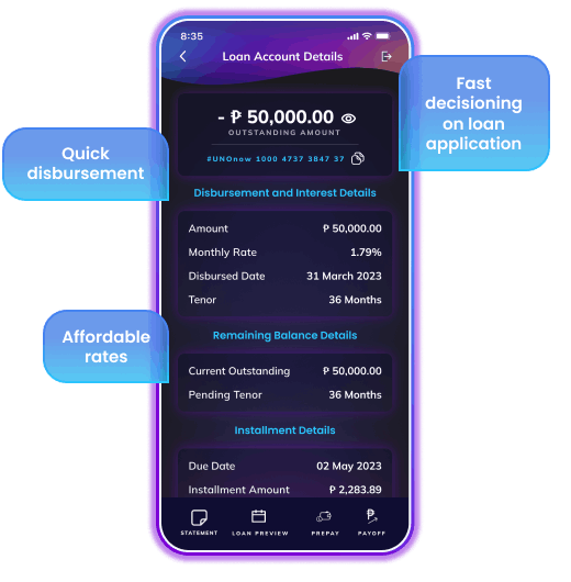 uno digital bank cellphone app unonow loans details 3