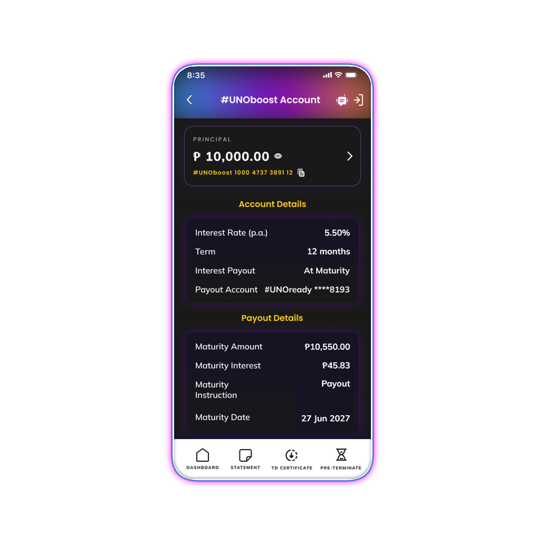 260130 time deposit unoboost payout